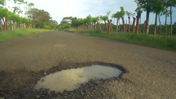 Cerrar Rayos Sol Dorados Brillan Través Ventana Trasera Del Coche — Vídeos de Stock