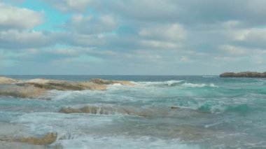 Flight over the open sea.