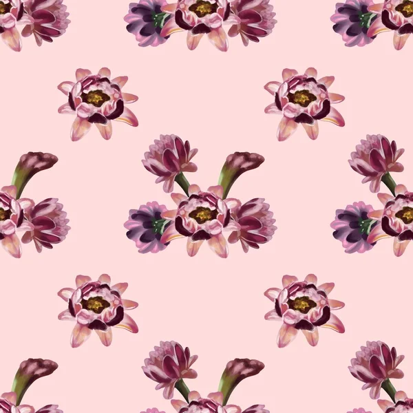 Suluboya dikişsiz kaktüs çiçekleri. Duvar kağıdı tasarımı — Stok fotoğraf