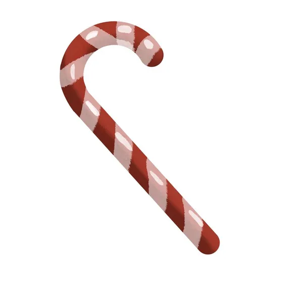水彩画圣诞棒棒糖。红色糖果，白色背景下的孤立物 — 图库照片