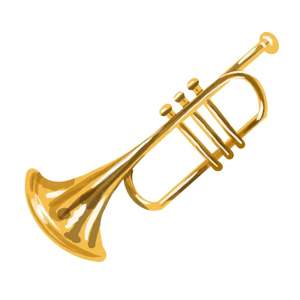 Watercolor musical trumpet. Musical instrument is isolated on a white background — Stock Photo, Image