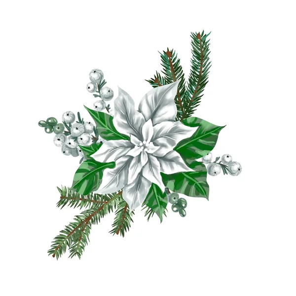 Acquerello Poinsettia. Stella di Natale. Fiore di Natale isolato su sfondo bianco — Foto Stock