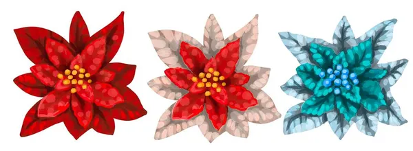 Акварель Пуансетія. Різдвяна зірка. Різдвяна квітка ізольована на білому тлі — стокове фото