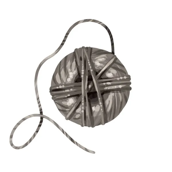 Watercolor thread coil. a coil of rope gray. object for sewing and DIY — Stock Photo, Image