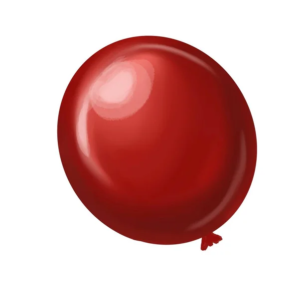 Υδατογραφία κόκκινο μπαλόνι στρογγυλό σχήμα. Απομονωμένα σε λευκό φόντο — Φωτογραφία Αρχείου