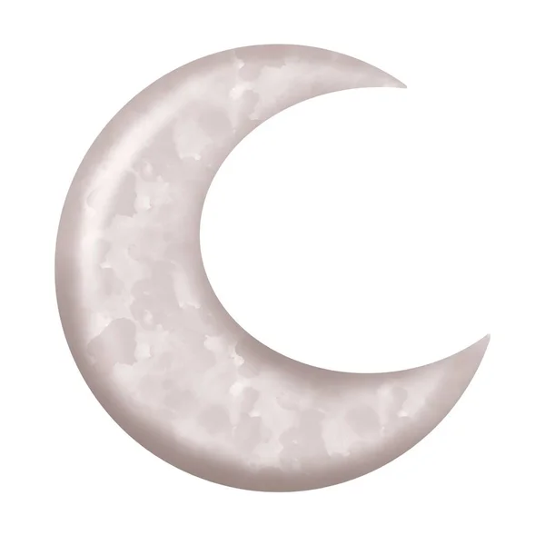 Watercolor illustration of a crescent moon in white. Childrens toy month isolated on a white background — 图库照片