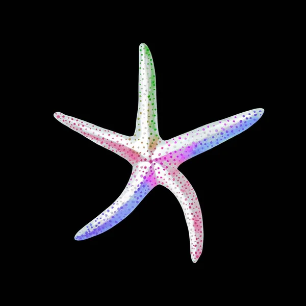 Starfish akvarell målning isolerad på svart bakgrund. Akvarell illustration, havet djur ritning. — Stockfoto