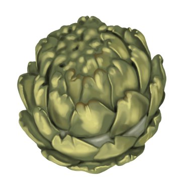 Protea. Suluboya yeşil Proteus. Bir çiçek izole bir arka planda gerçekçidir. yeşil yapraklar ve beyaz çekirdek detaylı