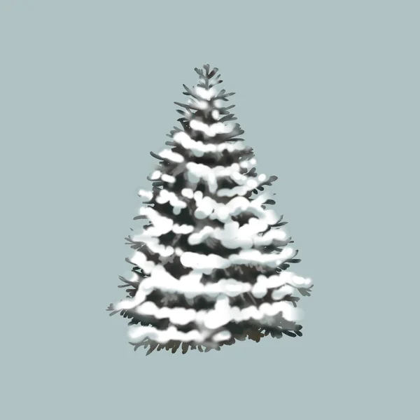 水彩雪圣诞树 雪地里的云杉现实的例证 高质量的例证 — 图库照片