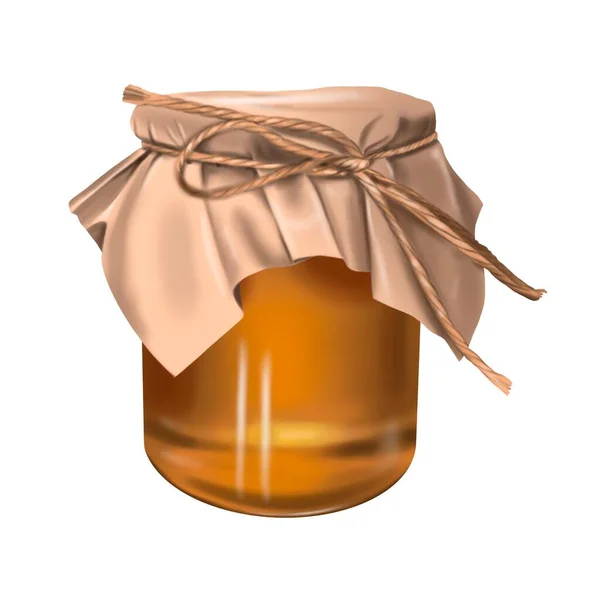 Βάζο Νερομπογιάς Μέλι Ρεαλιστική Απεικόνιση Ενός Δοχείου Μελιού Εικόνα Υψηλής — Φωτογραφία Αρχείου
