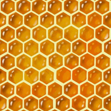 Bal ve arılardan oluşan kusursuz bir desen. Suluboya gerçekçi illüstrasyon. Yüksek kaliteli illüstrasyon