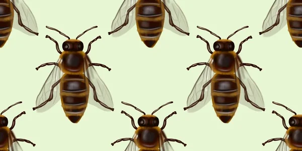 Bal Arılarının Gerçekçi Pürüzsüz Deseni Arıların Suluboya Arka Planı Yüksek — Stok fotoğraf