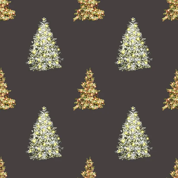 Patrón Sin Costuras Acuarela Árboles Navidad Papel Año Nuevo Ilustración —  Fotos de Stock