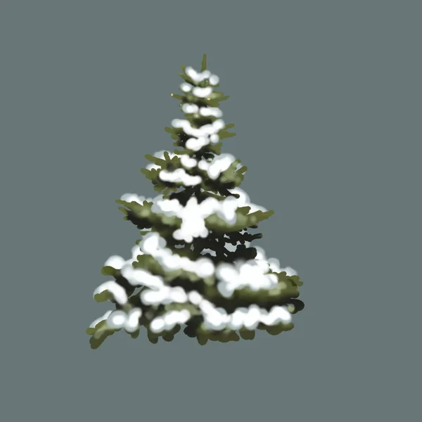Suluboya Noel Ağacı Karda Noel Ağacı Gerçekçi Illüstrasyon Yüksek Kaliteli — Stok fotoğraf