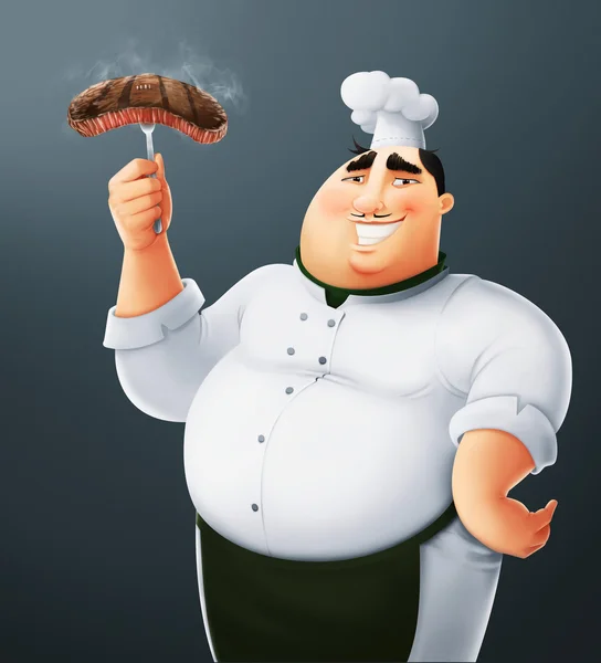 Koch mit Fleisch — Stockfoto