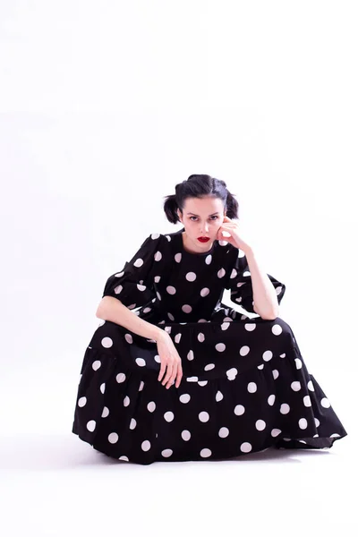 stock image woman in polka dot dress