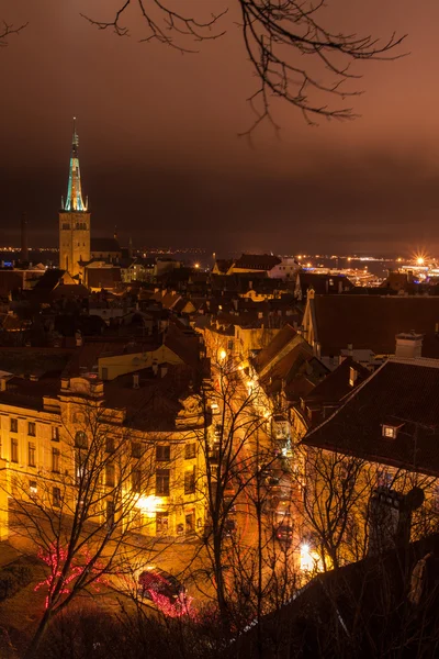 Tallinn notte vista città vecchia — Foto Stock