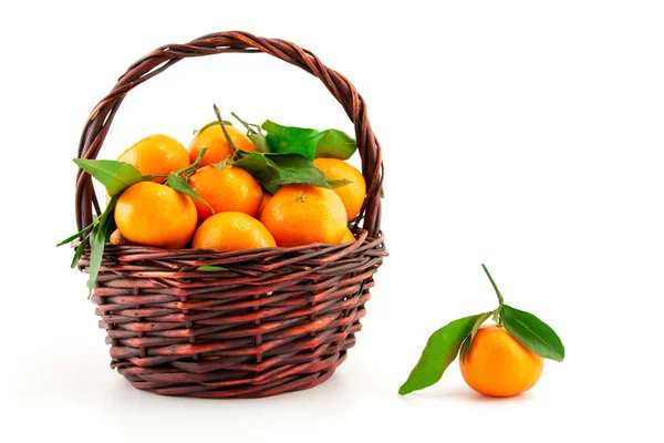 Organic ripe mandarins (tangerines) in basket Stock Photo
