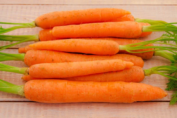 Fresh organic carrots with their tops — Stock Photo, Image