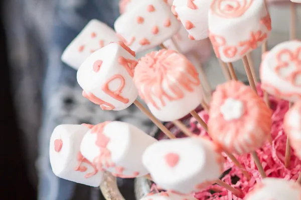 Boeket roze marshmallows — Stockfoto