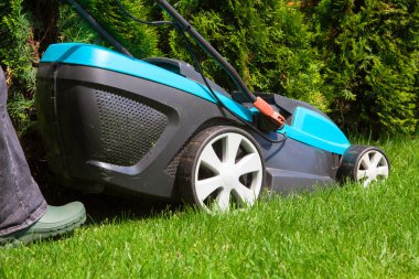 Yeşil Çim mowed çim biçme makinesi olduğunu 