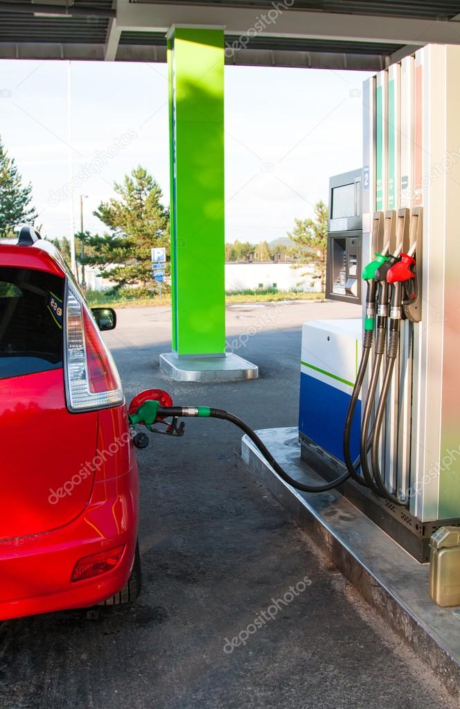 Filling up at gas station