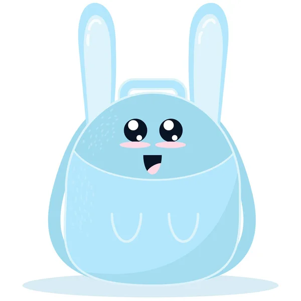 孩子们滑稽的背包 蓝兔的形状 有耳朵 矢量元素在扁平的风格 — 图库矢量图片