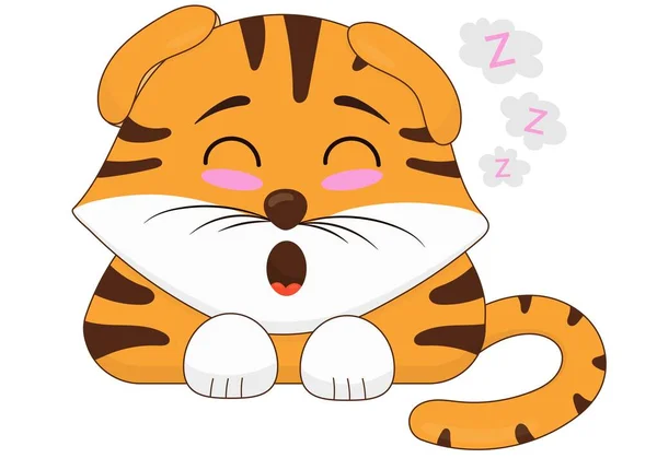 Filhote Tigre Bonito Está Dormindo Símbolo Ano Novo 2022 Ilustração — Vetor de Stock