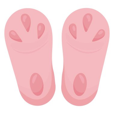 komik pembe tavşan ayakları, beyaz arkaplanda izole edilmiş şirin düz stil vektör elementi