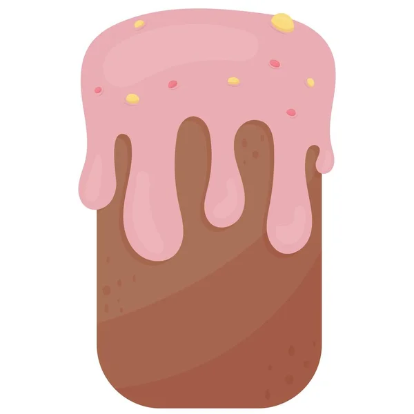 Traditional Easter Cake Pink Icing Sugar Sprinkles Cute Flat Style — Stock Vector