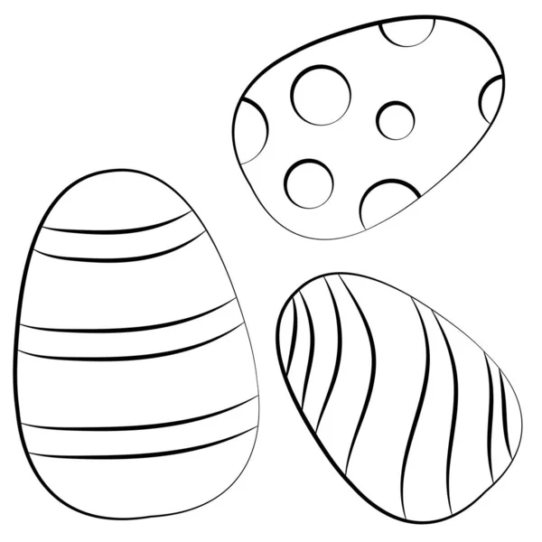 Huevos Pascua Estampados Contorno Negro Golpe Lindo Vector Ilustración Para — Vector de stock