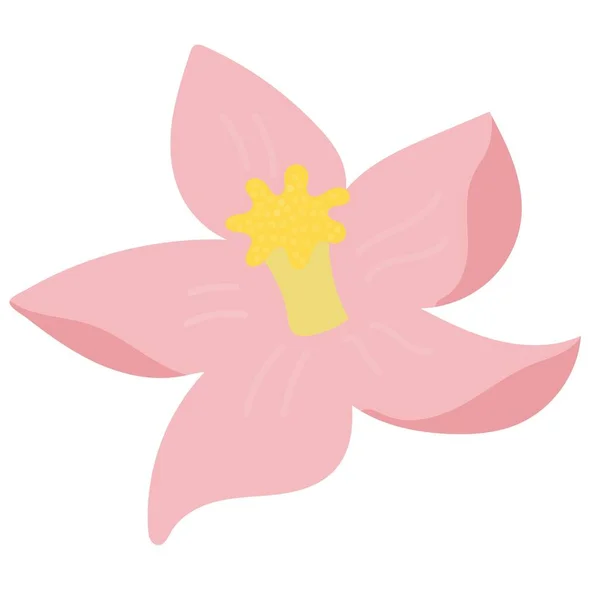 Linda Flor Rosa Primavera Con Centro Amarillo Lindo Elemento Vectorial — Archivo Imágenes Vectoriales