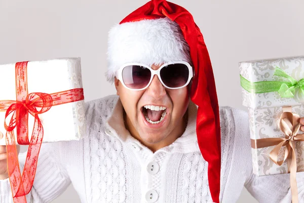 Man wearing santa claus clothes — Stock Photo, Image