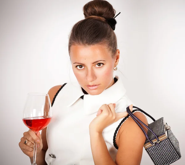 Woman having glass of wine — Stock Photo, Image