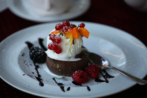 Tort czekoladowy fondant lawy — Zdjęcie stockowe