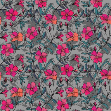 Çiçekli kusursuz desen, vektör illüstrasyonu