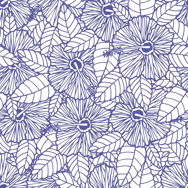 装飾的なハイビスカスの花のシームレスなパターン ベクターイラスト — ストックベクタ