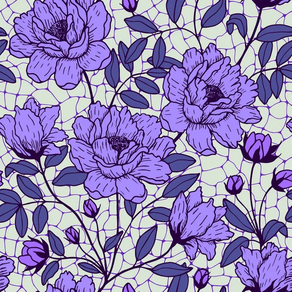 Flores Patrón Sin Costuras Ilustración Vectorial — Archivo Imágenes Vectoriales