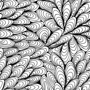 Elle çizilmiş karalama dalgaları ile soyut ve soyut bir desen. siyah ve beyaz arkaplan.