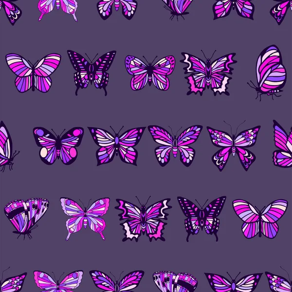 Patrón Sin Costuras Con Mariposas Ilustración Vectorial — Vector de stock