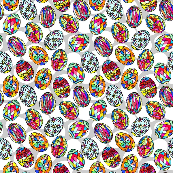 Безшовний Візерунок Різнокольоровими Яйцями — стоковий вектор