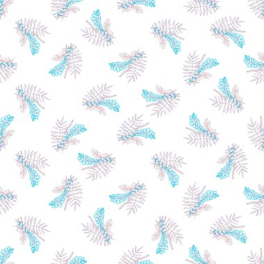 Okaliptüs yapraklı bir dalın kusursuz deseni. Suluboya çizimi.