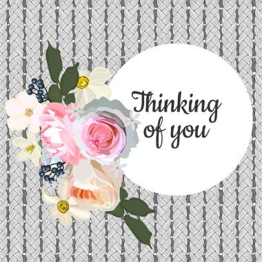 Yumuşak çiçekli kartını düşünüyorum. Vektör hisse senedi illüstrasyonu E10.