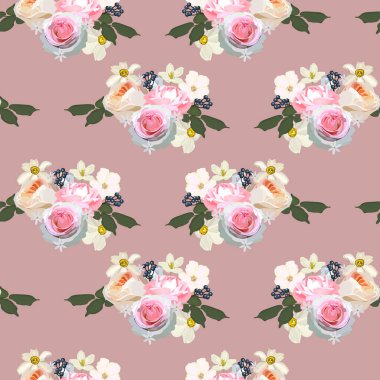 Güller pürüzsüz desen. Vektör hisse senedi illüstrasyonu E10.