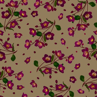 Anemon çiçekleri kusursuz desen. Stok vektör illüstrasyonu eps10