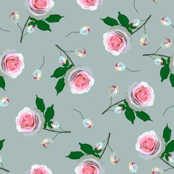 ピンクの柔らかいバラのシームレスなパターン ベクターストックイラストEps10 かわいい背景 — ストックベクタ