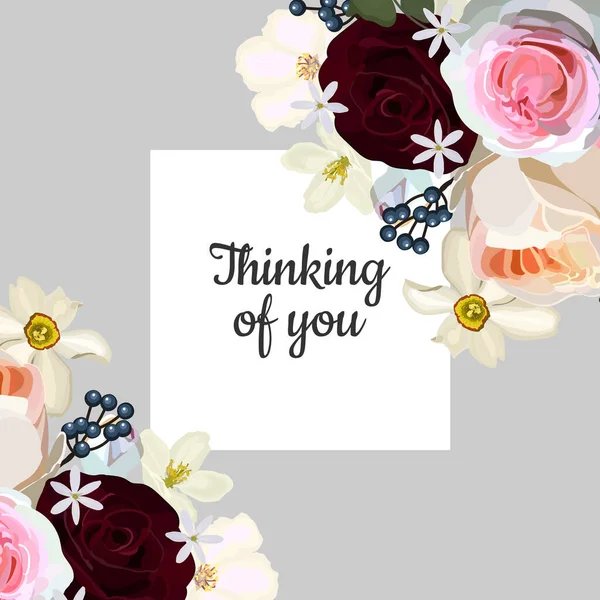 Yumuşak çiçekli kartını düşünüyorum. Vektör hisse senedi illüstrasyonu E10.