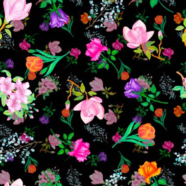 çiçekler, suluboya çizimi ile Seamless Modeli