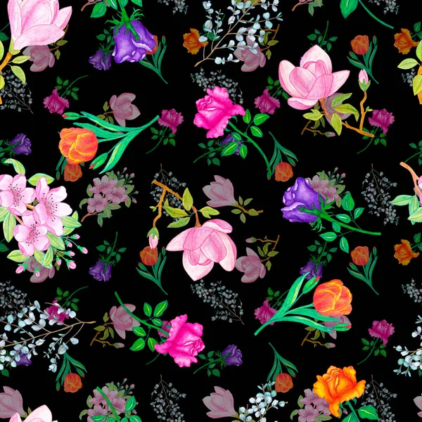 çiçekler, suluboya çizimi ile Seamless Modeli