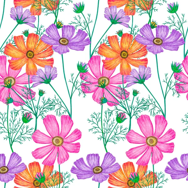 化粧品の花のシームレスなパターン 水彩画 — ストック写真